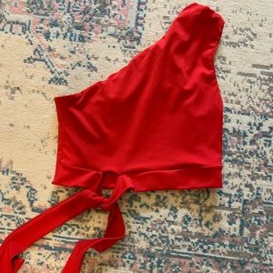 NEW without tags red one shoulder tie top